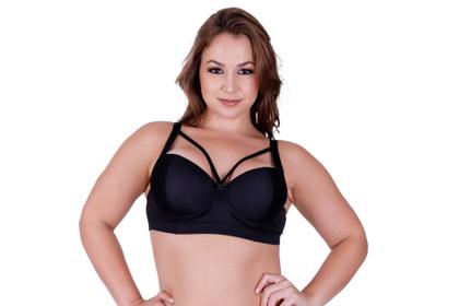 Imagem de Kit 3 Sutiã Plus Size Bojão Reforçado Com Tiras Strappy - c9 KIT 3 STRAPPY BEGE PRETO VERMELHO
