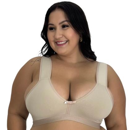 Imagem de Kit 3 Sutiã Plus Size com Alças Acolchoadas de Espuma -c1 KIT 3 CLÉO PRETO BEGE E ROSA