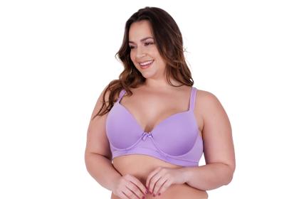 Imagem de Kit 3 Sutiã Plus Size Lateral Larga Reforçado Liso - c5 KIT 3 SUTIÃ NATHÁLIA LILÁS PRETO BRANCO