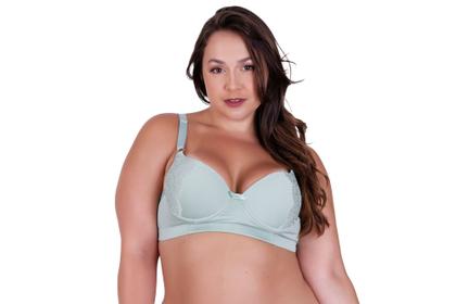 Imagem de Kit 3 Sutiã Reforçado Renda Rendão Soutien Plus Size -c7 KIT 3 RENDÃO VERDE BEGE PRETO
