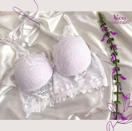 Imagem de Kit 3 Sutiã Top de Renda com bojo Barbatana Cropped C/ Aro