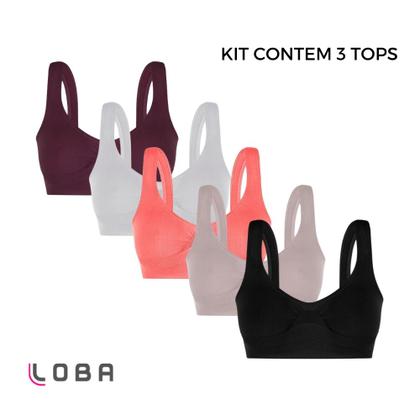 Imagem de Kit 3 Sutiã Top Lupo Loba Sem Costura Microfibra Soutien