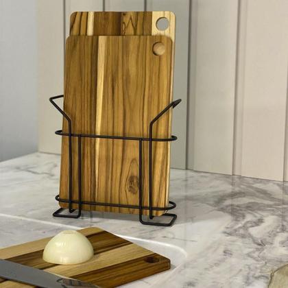 Imagem de Kit 3 Tábuas De Madeira Com Suporte Em Aço - Stolf