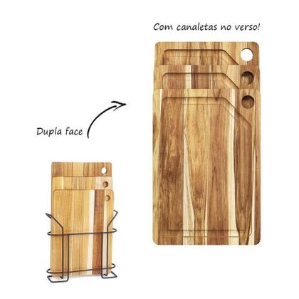 Imagem de Kit 3 Tábuas De Madeira Com Suporte Em Aço - Stolf