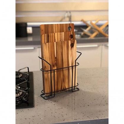 Imagem de Kit 3 Tábuas De Madeira Com Suporte Em Aço - Stolf