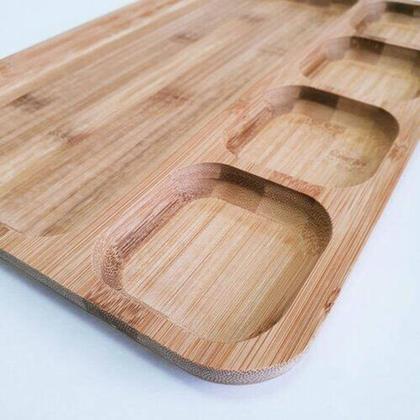 Imagem de Kit 3 Tábuas Petisqueira Com Divisoria Elgante Bambu Resistente