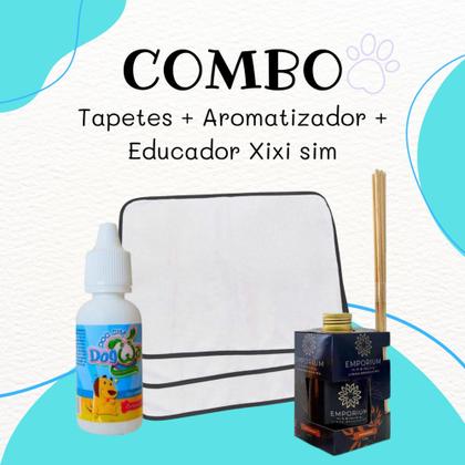 Imagem de Kit 3 Tapetes Higiênicos Pet + Difusor de Ambiente c/Varetas 250ml S + Educador Xixi Sim P/Pets 20ml