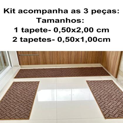 Imagem de Kit 3 Tapetes Para Cozinha Sala Antiderrapante Fácil Limpeza