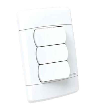 Imagem de Kit 3 Teclas Triplas Interruptor Simples 10A Embutir Enerbra