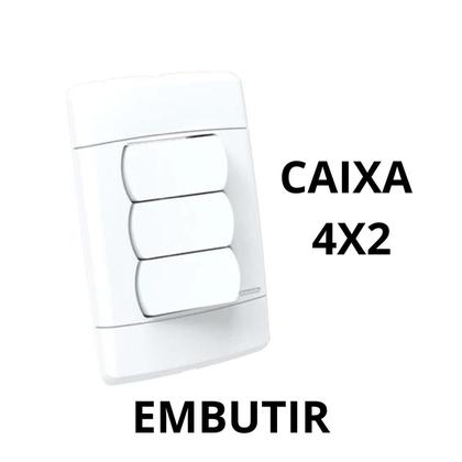 Imagem de Kit 3 Teclas Triplas Interruptor Simples 10A Embutir Enerbra