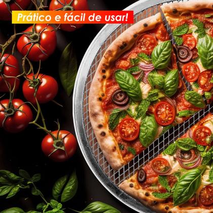 Imagem de Kit 3 Tela Pizza 30Cm Alumínio Redonda Quadriculada