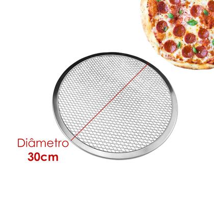 Imagem de Kit 3 Tela Pizza 30Cm Alumínio Redonda Quadriculada