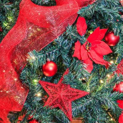Imagem de Kit 3 Telas Decoração Natal Fita Larga Vermelha Prime 25cm x 5 metros - Magizi
