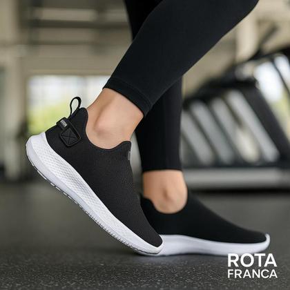 Imagem de Kit 3 Tênis Feminino Slip On Meia Confortável Leve Academia Dia a Dia