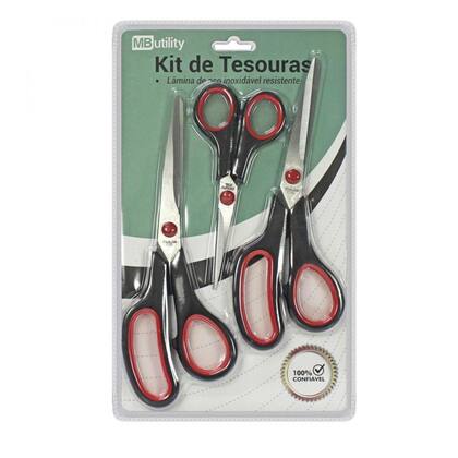 Imagem de Kit 3 Tesouras Profissionais Versáteis 5" e 8" Aço Inox