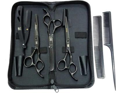 Imagem de Kit 3 Tesouras Profissional Cabeleireiro Barbeiro 10 Pentes