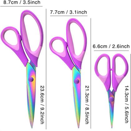Imagem de Kit 3 Tesouras Titânio P/ Corte E Costura Profissional