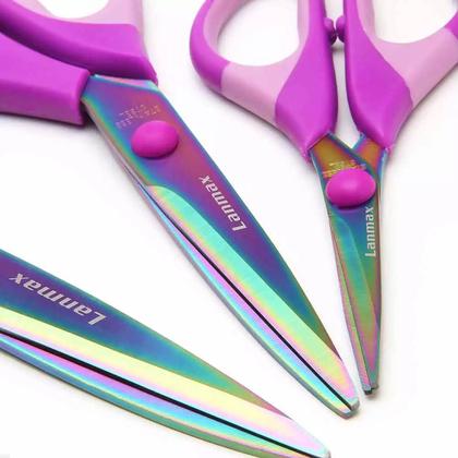 Imagem de Kit 3 Tesouras Titânio P/ Corte E Costura Profissional