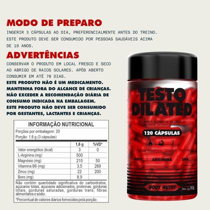 Imagem de Kit 3 Testo Dilated Body Nutry, pote 120 cápsulas cada com Vitaminas e Minerais, Boro, Arginina, Magnésio, e Vitamina B6