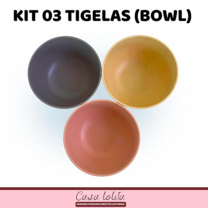 Imagem de Kit 3 Tigela Bowl Pote Cumbuca Bamboo Sobremesa Caldo Açaí