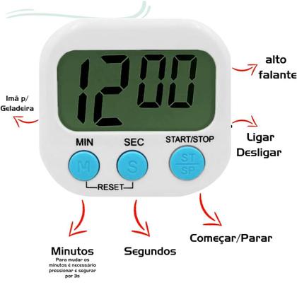 Imagem de Kit 3 Timer Digital Temporizador Cronômetro Cozinha Relógio Imã