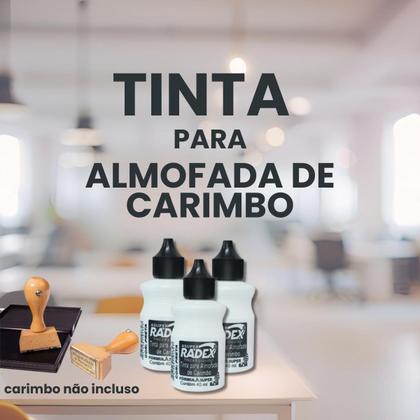 Imagem de Kit 3 Tinta Almofada para Carimbo Preta Alto Rendimento 40ml