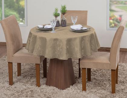 Imagem de Kit 3 Toalhas De Mesa Luxo Redonda 4 Lugares Sala Jantar Jacquard