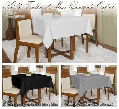 Imagem de Kit 3 Toalhas De Mesa Oxford 1,45x1,45 Quadrada Várias Cores Buffet