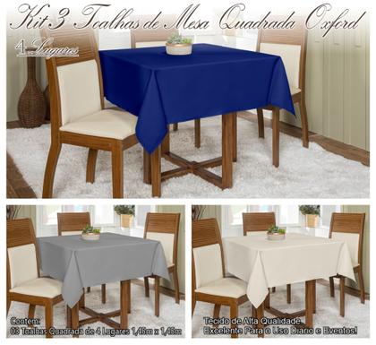 Imagem de Kit 3 Toalhas De Mesa Oxford 1,45x1,45 Quadrada Várias Cores Buffet