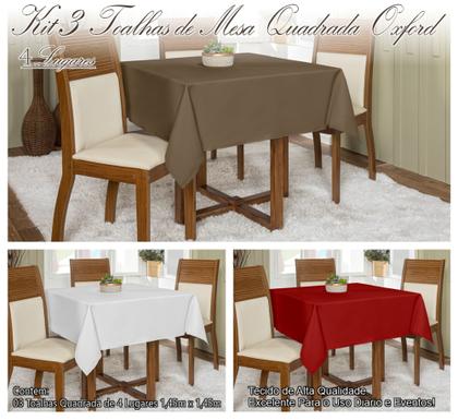 Imagem de Kit 3 Toalhas De Mesa Oxford 1,45x1,45 Quadrada Várias Cores Buffet