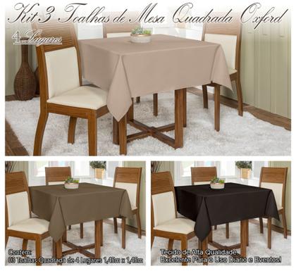 Imagem de Kit 3 Toalhas De Mesa Oxford 1,45x1,45 Quadrada Várias Cores Buffet