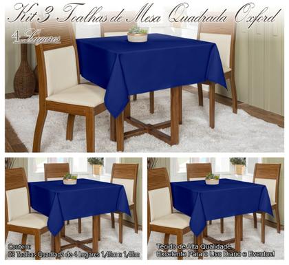 Imagem de Kit 3 Toalhas De Mesa Oxford 1,45x1,45 Quadrada Várias Cores Buffet