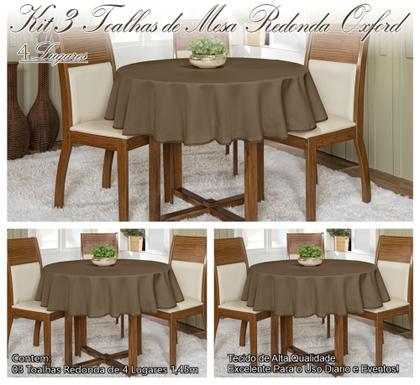Imagem de Kit 3 Toalhas De Mesa Oxford Redonda 1,45m 4 lugares Várias Cores Buffet