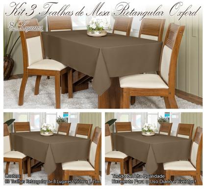 Imagem de Kit 3 Toalhas De Mesa Oxford Retangular 2,50x1,45m 8 Lugares