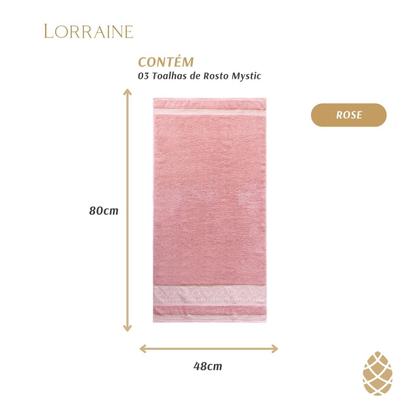 Imagem de Kit 3 Toalhas De Rosto Mystic Camesa Barra Trabalhada 50X80