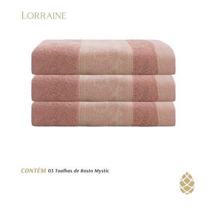Imagem de Kit 3 Toalhas De Rosto Mystic Camesa Barra Trabalhada 50X80