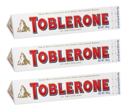 Imagem de kit 3 Toblerone Chocolate Branco White Exclusivo 100g