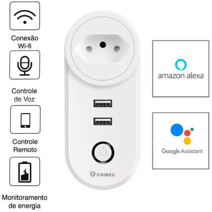 Imagem de Kit 3 Tomadas Inteligentes LSPA2 Wifi Celular Usb Alexa Google Home 10a