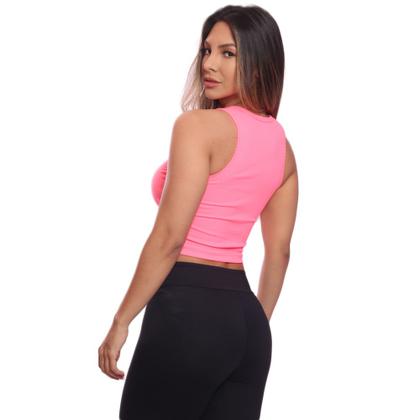 Imagem de Kit 3 Top Cropped Regata Canelado Mulher Lisa Blusa Blusinha Básica Treino Academia