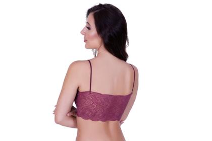 Imagem de Kit 3 top faixa de renda cropped com bojo alcinha fina- c2 KIT 3 SUTIÃ MELISSA FROZEN PRETO E VINHO