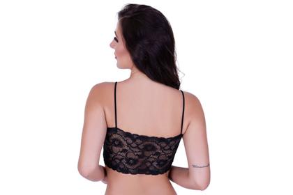 Imagem de Kit 3 top faixa de renda cropped com bojo alcinha fina- c2 KIT 3 SUTIÃ MELISSA FROZEN PRETO E VINHO