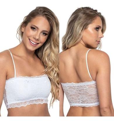 Imagem de Kit 3 Top Faixa Renda Cropped Rendado Bojo Bustiê Feminino