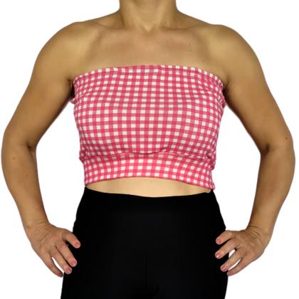 Imagem de Kit 3 Tops Femininos Faixa sem alça Elástico Barra Estampas Sortidas Viscolycra Pp Plus Size