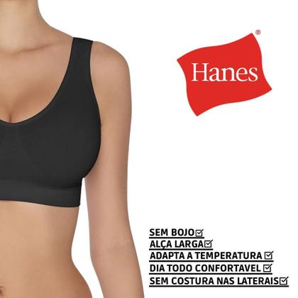 Imagem de Kit 3 Tops Hanes Sem Costura Nas Laterais Feminino Sem Bojo