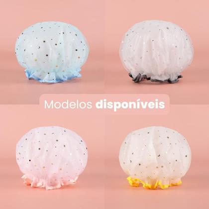 Imagem de Kit 3 Touca De Banho Camada Dupla Impermeável Com Elástico