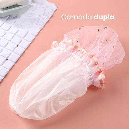Imagem de Kit 3 Touca De Banho Camada Dupla Impermeável Com Elástico