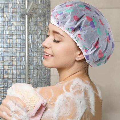 Imagem de Kit 3 Touca De Banho Impermeável Com Elástico Reutilizável