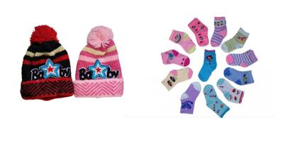Imagem de Kit 3 toucas e 12 meias infantil inverno frio- Atacado