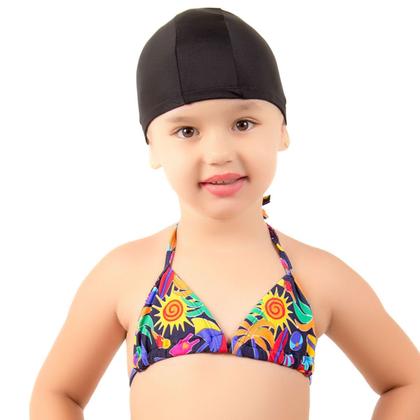 Imagem de Kit 3 Toucas Natação Vekyo Modas Hidroginástica Poliamida Lisa Infantil Esporte Piscina e Praia Unissex