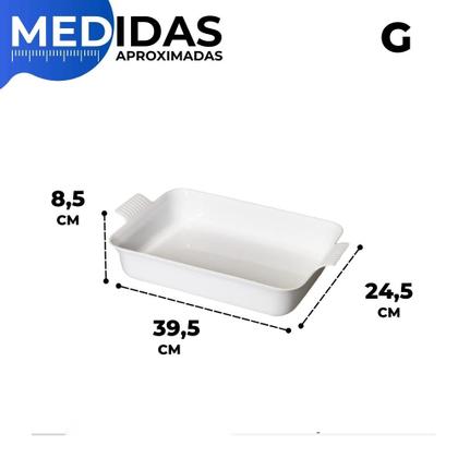 Imagem de Kit 3 Travessa Retangular G C/ Alças Branca Le Chef Tigela Para Servir Vasilha Cozinha